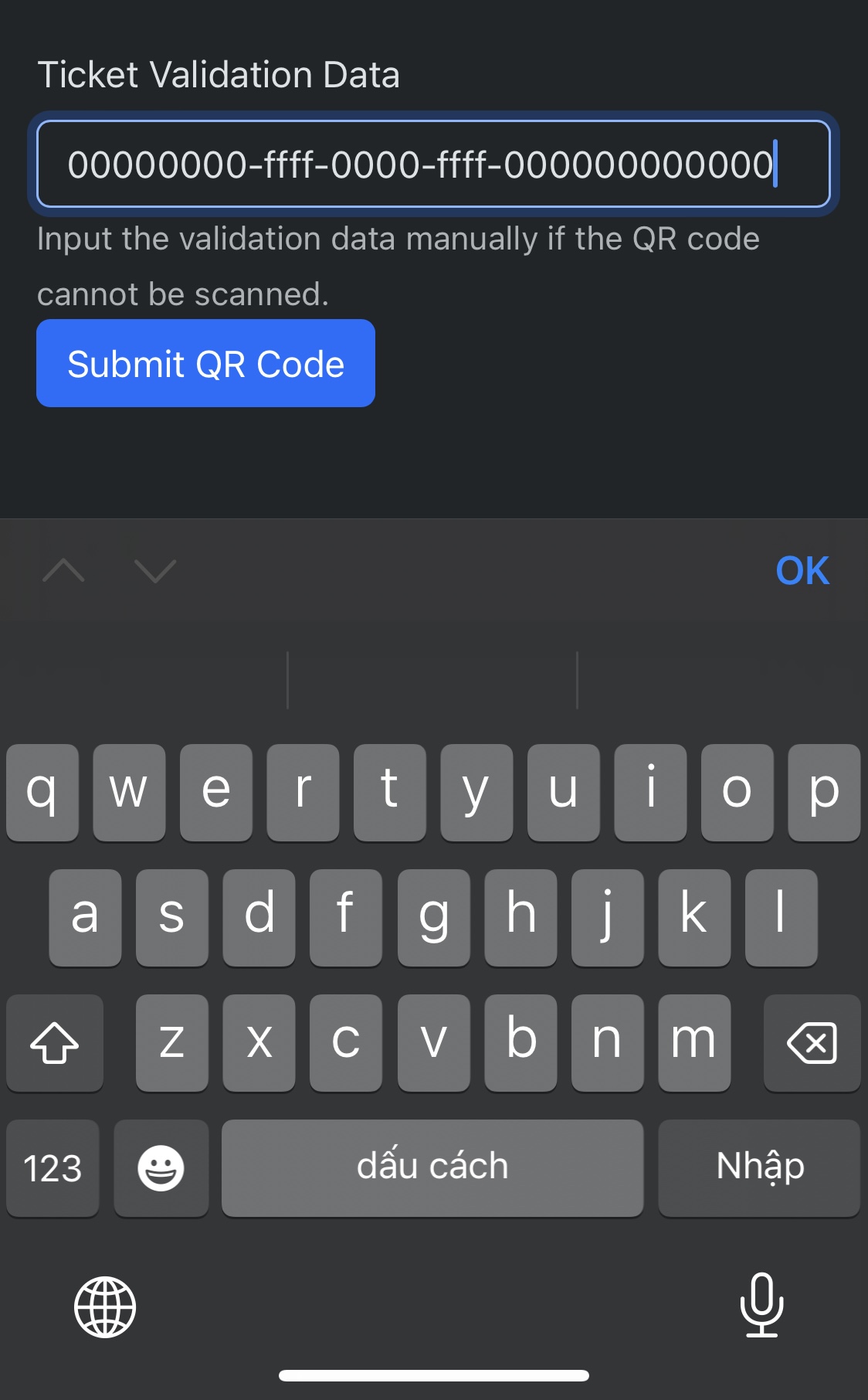 Manually input ticket data
