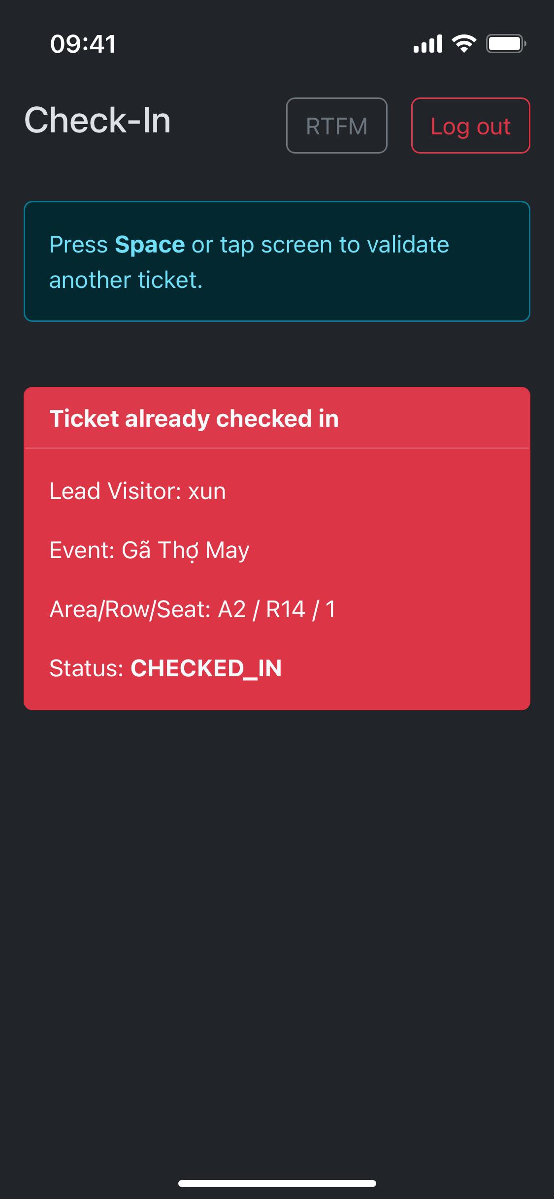 Invalid ticket