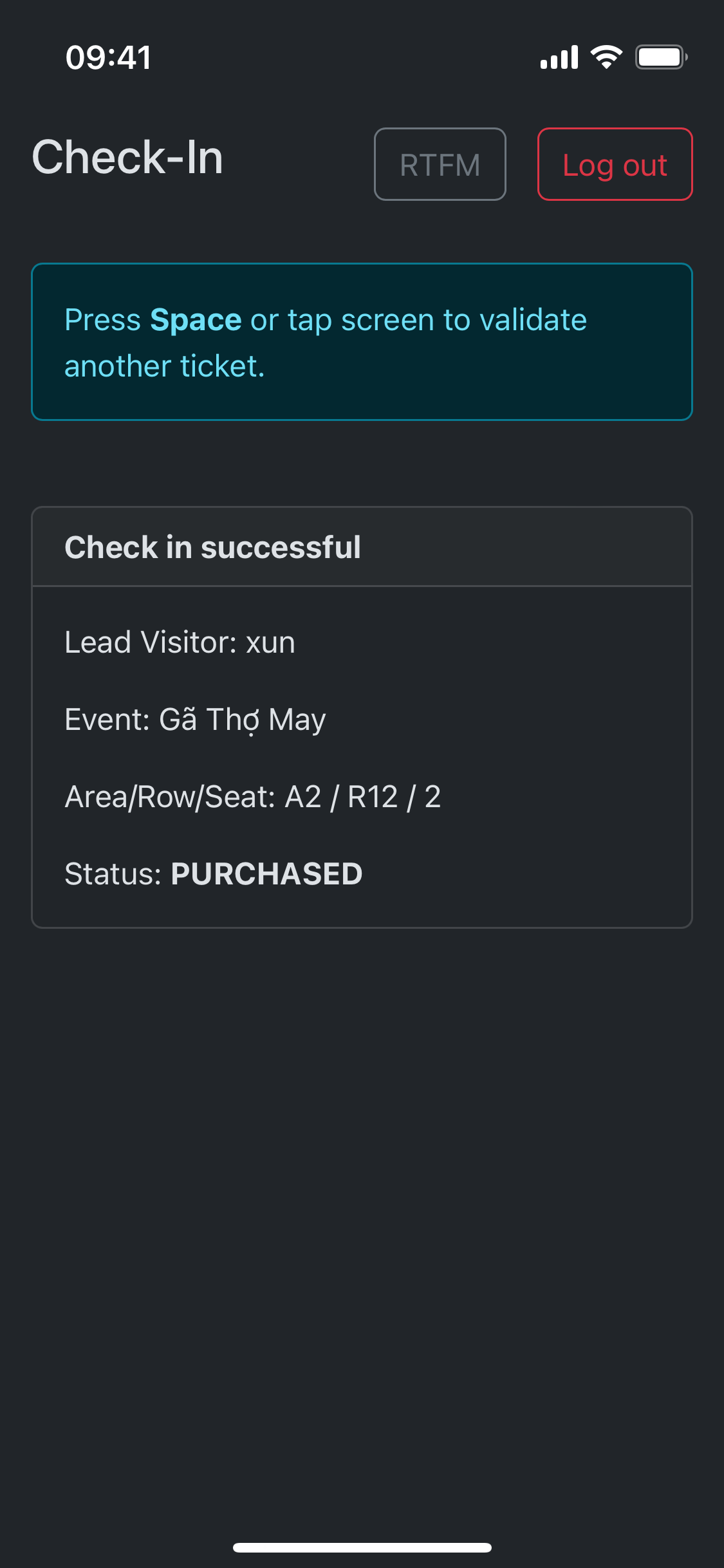 Valid ticket